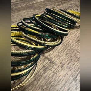 Indian Bollywood Bangle Bracelet Set Fashion Jewelry Gold And Green Colored